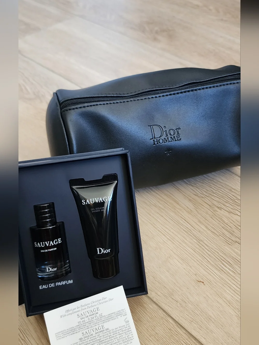 New Dior Homme Men Pouch Toiletry Leather Pouch Bag + 2 Pcs Travel Gift Set - Picture 3 of 6